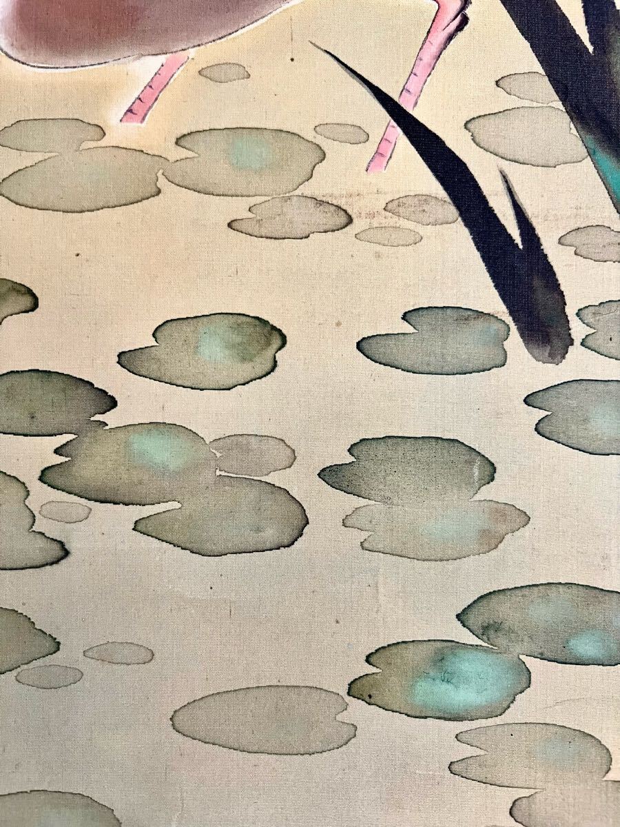 池田桂月筆 酒井抱一写 【 12月 檜に啄木鳥図 】彩色画絹本掛軸 462