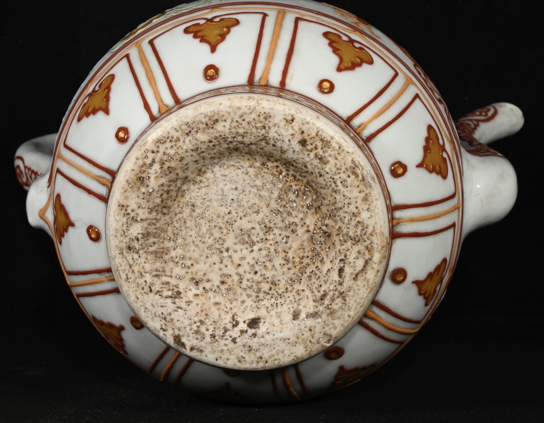 TM6#3144【3.1】中国骨董 人間国宝 磁器【元枢府款瀝粉蒔金龍