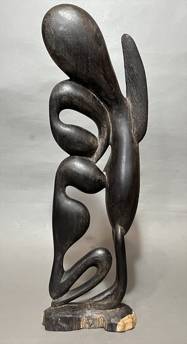 ◇ アフリカ美術 黒檀 木彫 置物 マコンデ彫刻 半具象 抽象彫刻