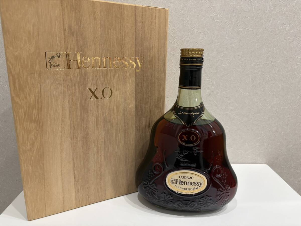 ヘネシーXO金キャップグリーンボトル外箱付き未開栓 古酒 ヘネシーxo 未開