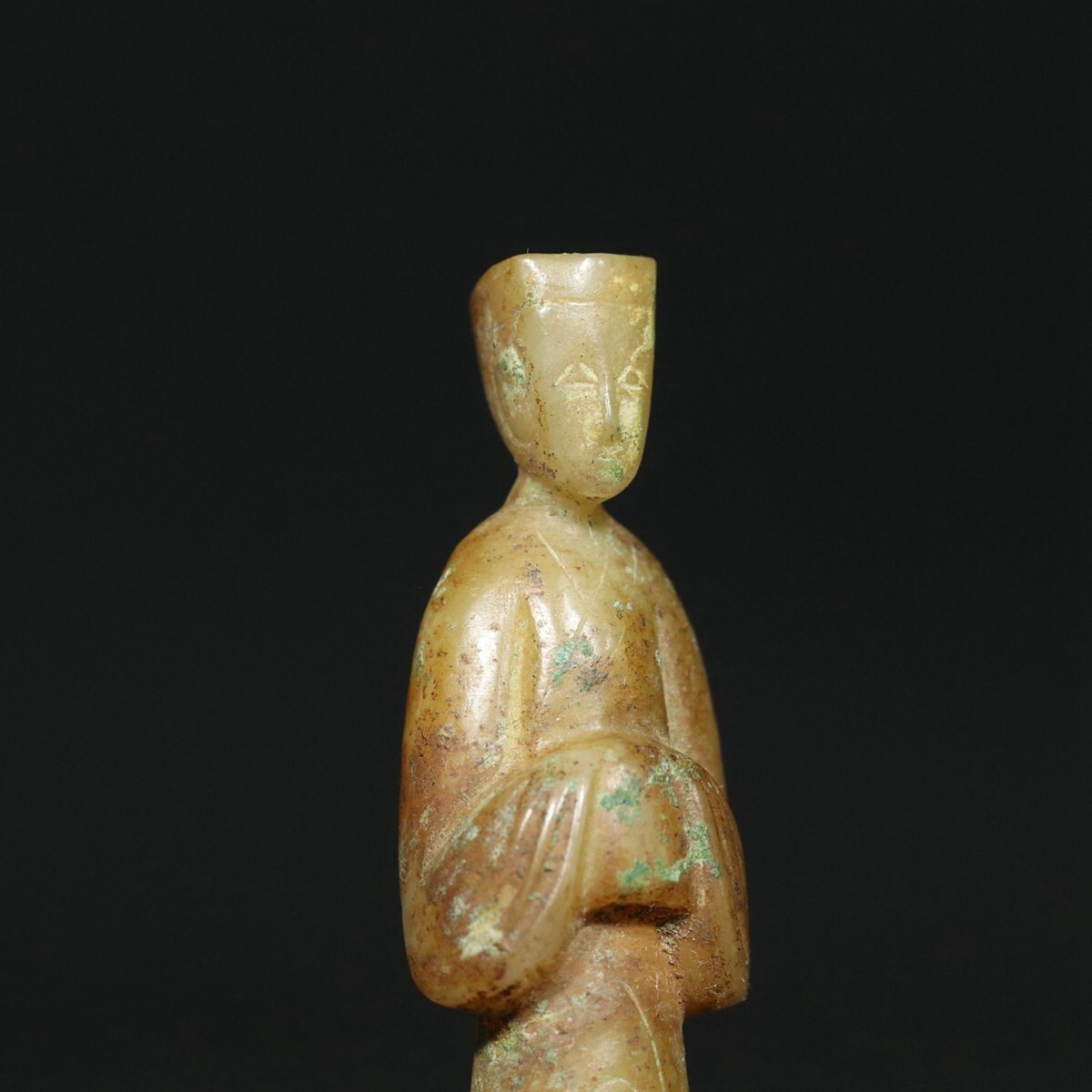 漢代 和田玉 古玉彫り 玉人 翁仲 掛件」極細工 裝身具 賞