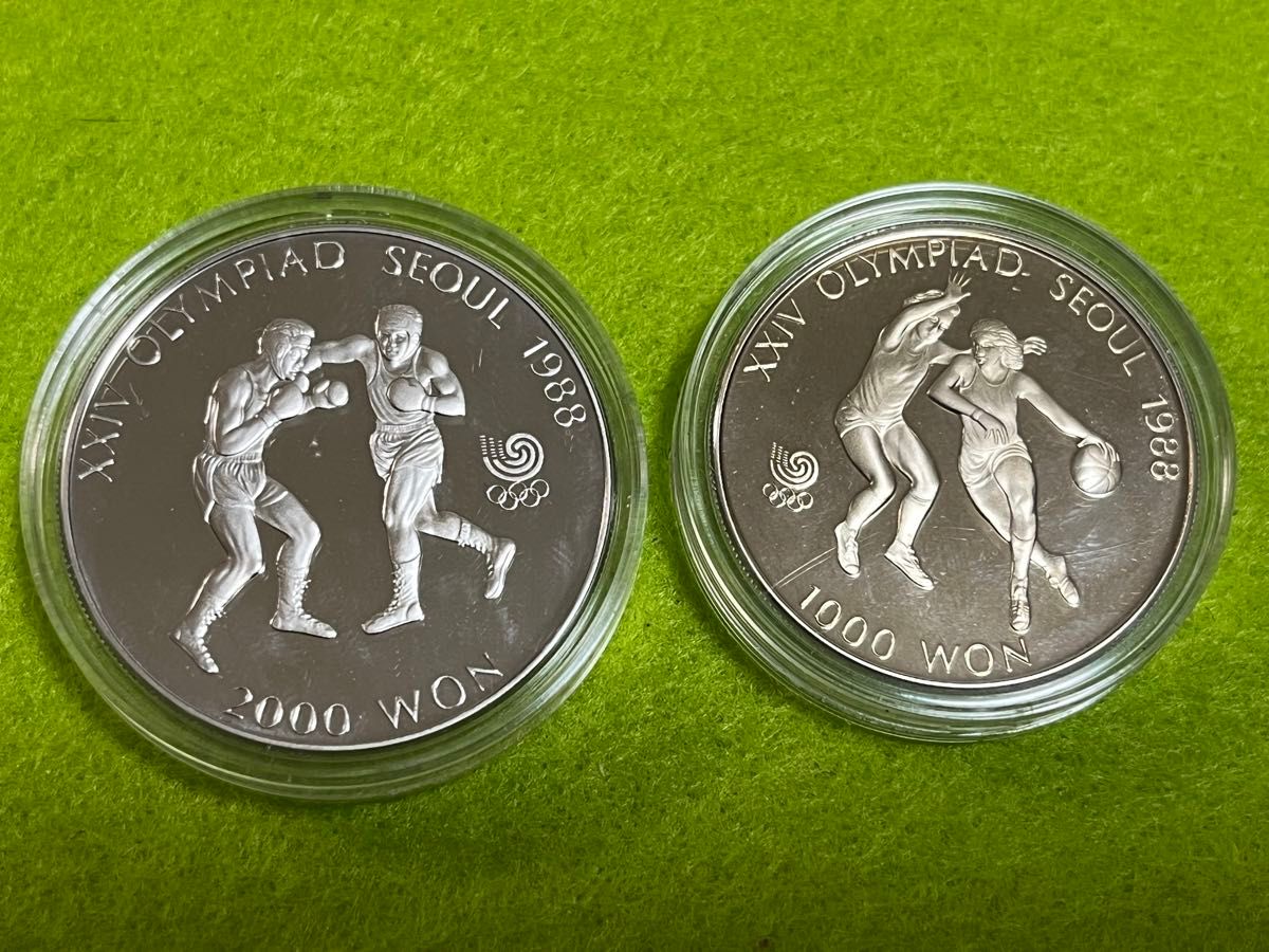 1988年ソウルオリンピック 記念銀貨2枚 シルバー925 保証書付 1988年