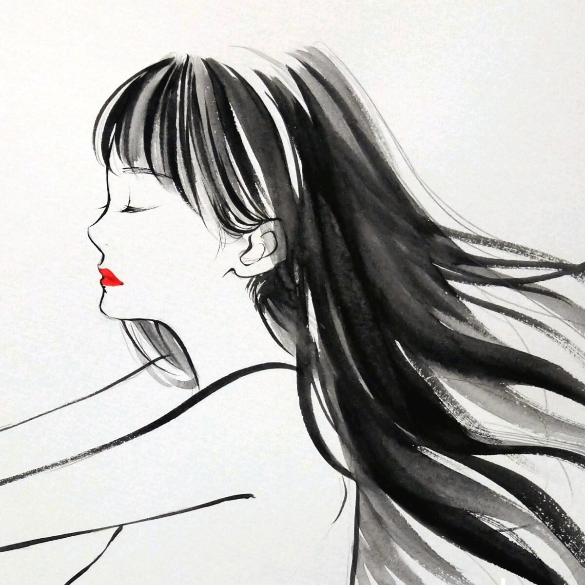 23816/A 肉筆原画 水彩画 ドローイング 手描きイラスト 美人画