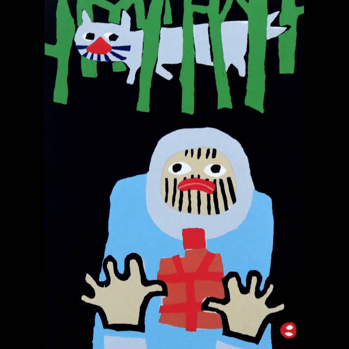 畦地梅太郎「花の季節」木版画（1966年作、直筆サインあり） 畦地