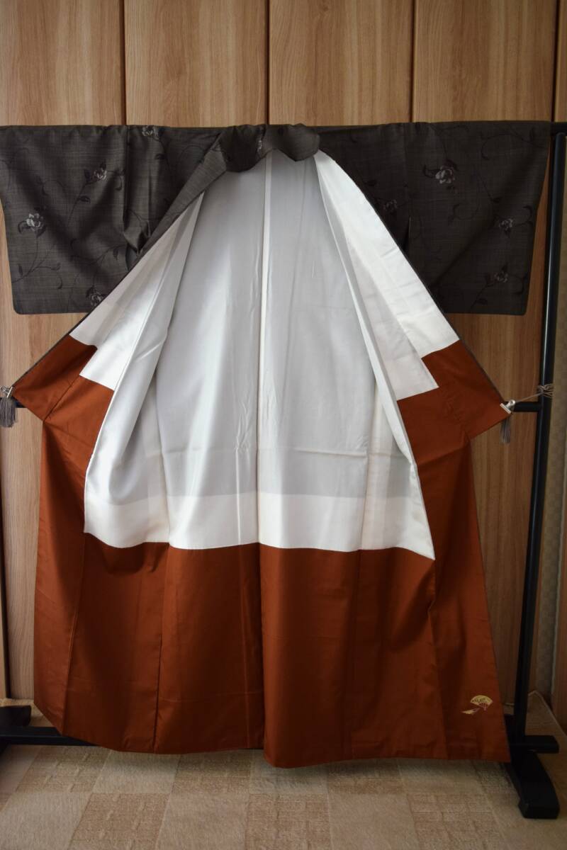 △本場大島紬 都喜ェ門 泥染 袷 広衿△USED品 証紙