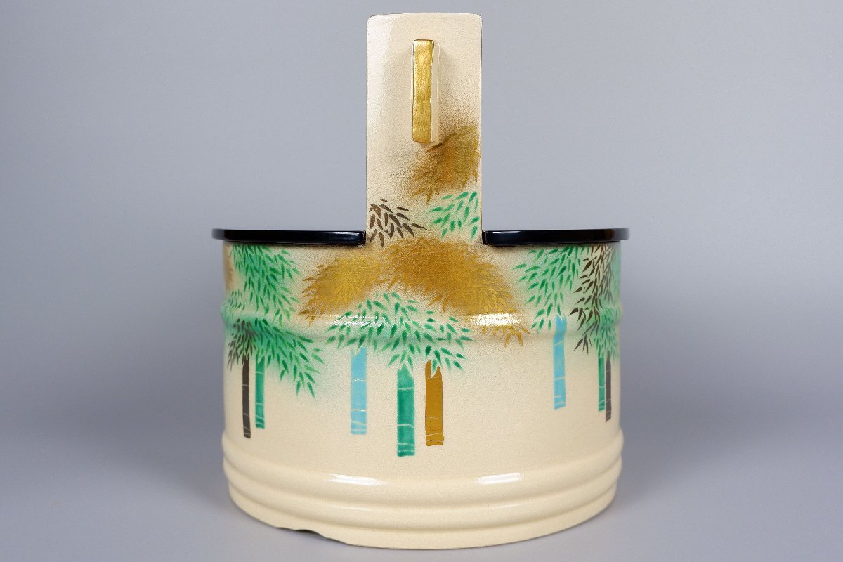 MKA 通次阿山 色絵竹林水指 豪華な逸品 本人作 共箱 京都