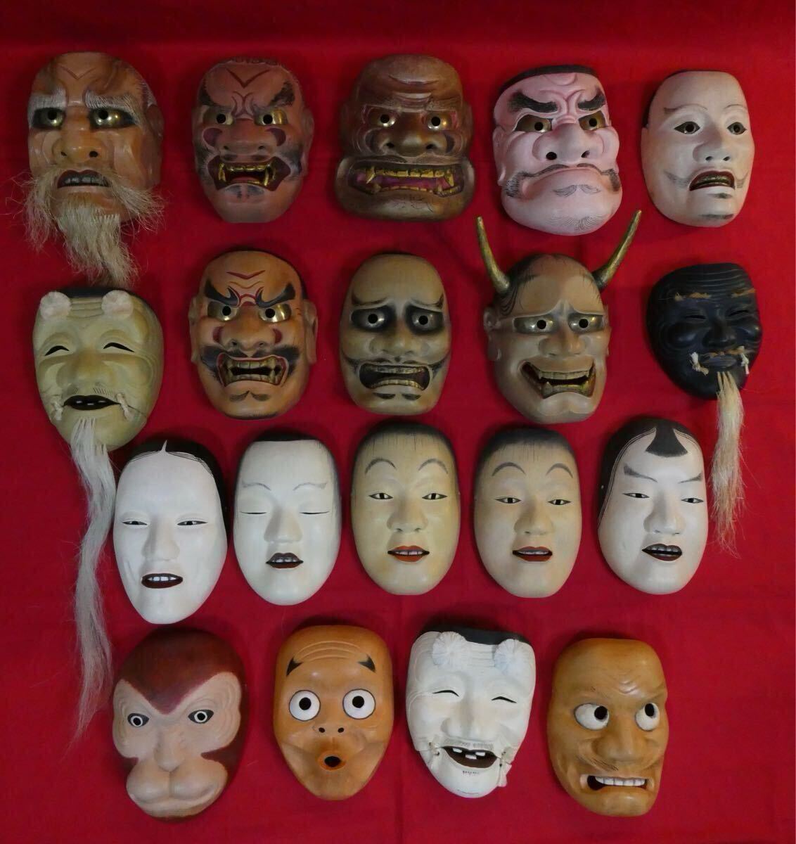 時代 古作 能面師 名人 作 『翁』 木彫 面 雅 能面 時代 木彫彩色能面 「