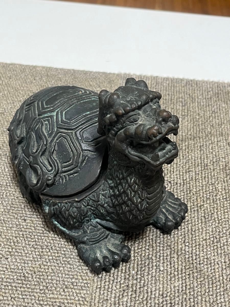 銅製 福寿亀 置物 書道具 文房具 玄関 装飾品 工芸品 美術品 銅製 福寿
