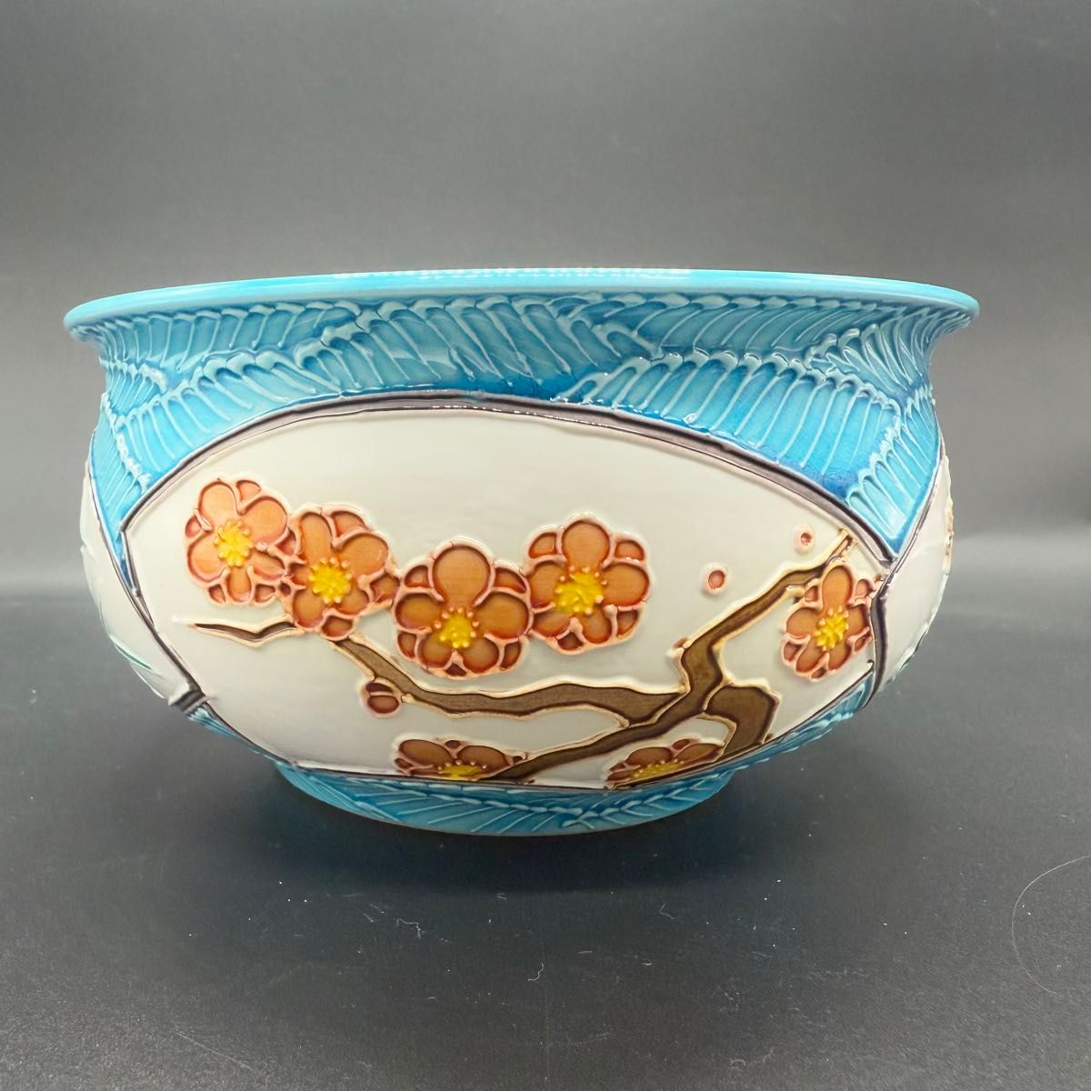 茶道具 京焼 中村翠嵐 翠嵐窯 浅黄交趾地紙四君子 皆具 建水 水指 杓立