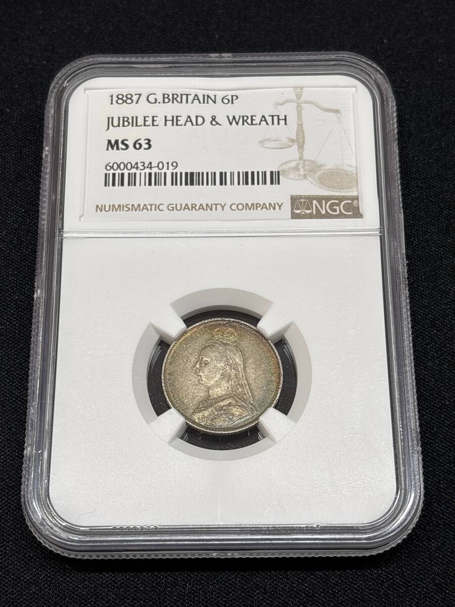 NGC MS63 イギリス ヴィクトリア 6P WEARTH 銀貨 古銭 NGC MS63