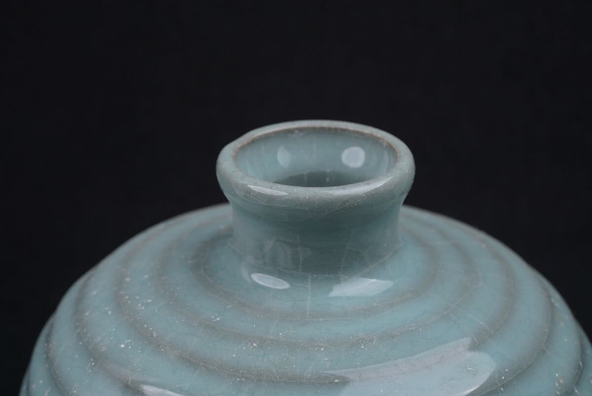 竹華】中国古美術 宋時代 汝窯 花瓶 花器 花入 古美術 古玩