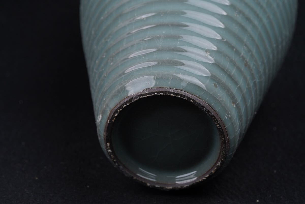 竹華】中国古美術 宋時代 汝窯 花瓶 花器 花入 古美術 古玩