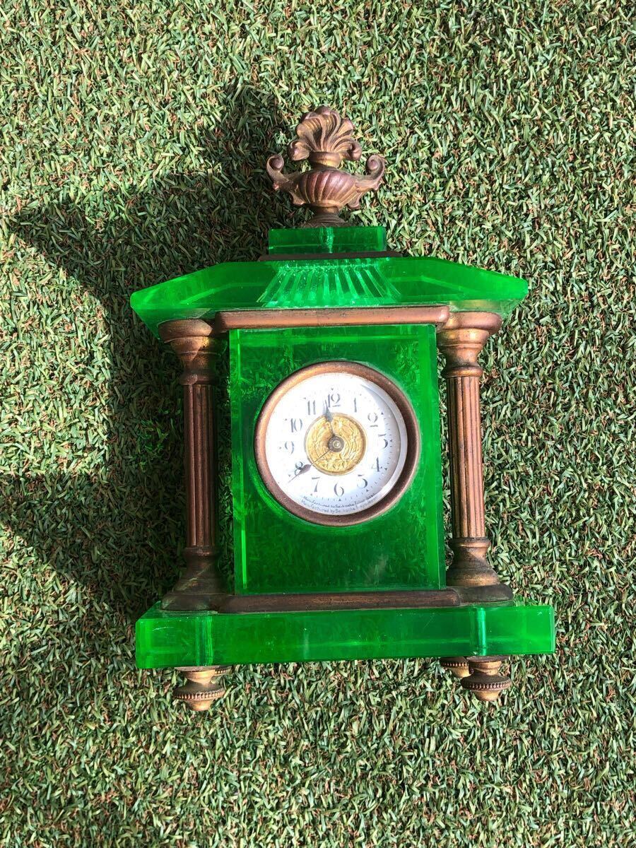 ジャンク品 置時計 SEIKO 当時物 ビンテージ ゼンマイ式 孔雀 精工舎