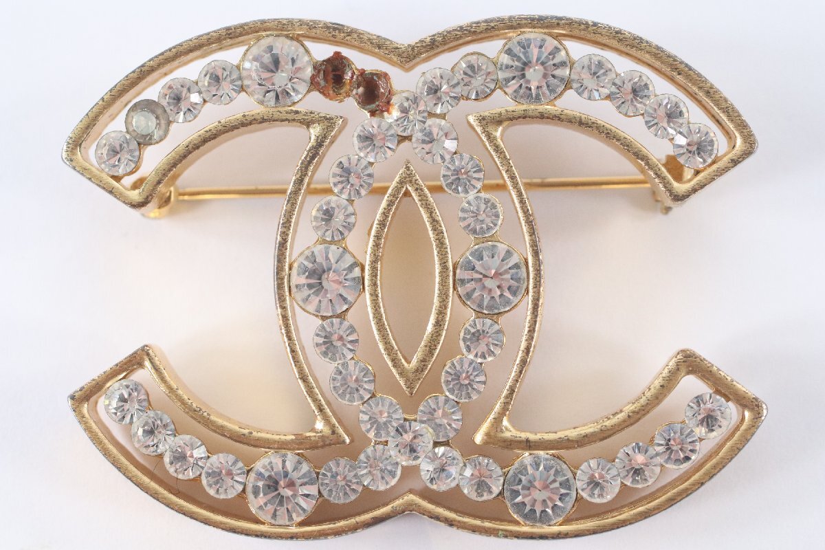 CHANEL シャネル 174 ヴィンテージ ココマーク ラインストーンブローチ