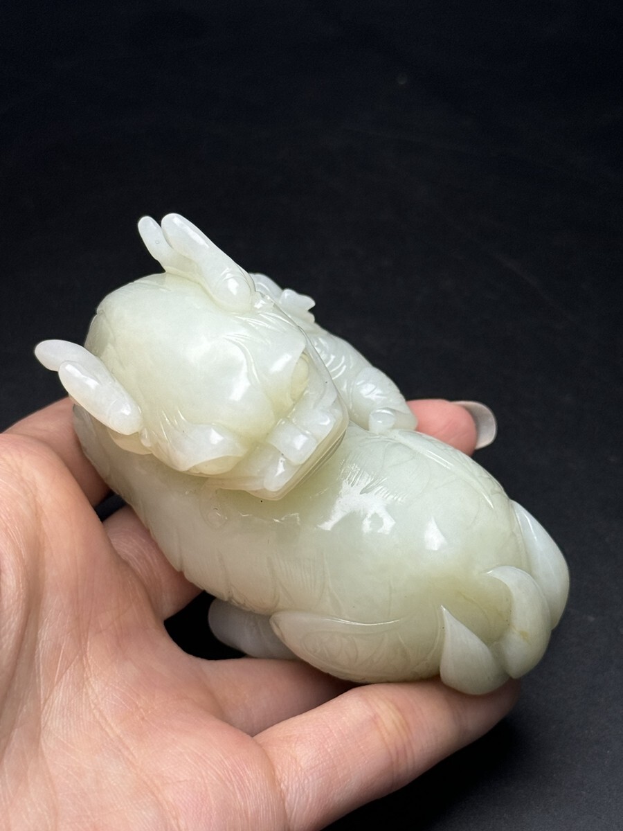 中国美術 玉 神獣置物 砡 白砡 和田玉 中国美術 玉 神獣置物 砡 白砡