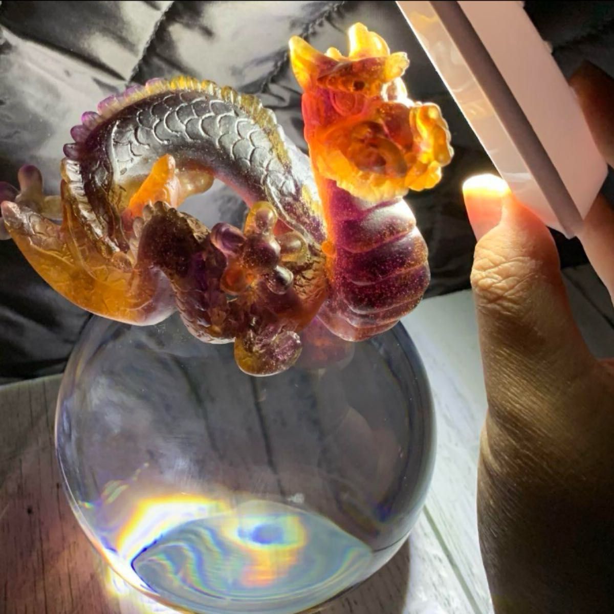 ドームフランス 置物 干支 竜 辰年 龍 ドラゴン 水晶玉 水晶