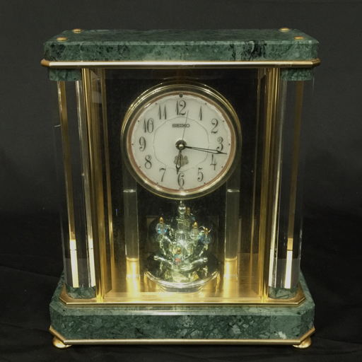 SEIKO セイコー HW926G 置時計 蛇紋石 電波時計 内閣総理大臣贈呈品