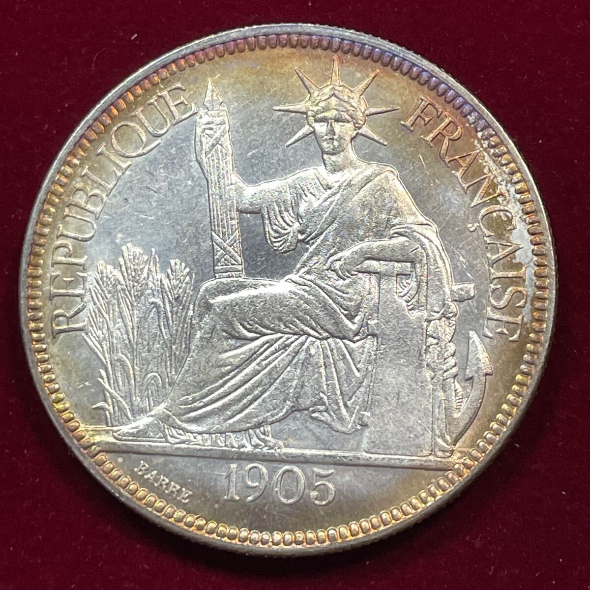 1908年 フランス ピアストル・ド・コマース 銀貨