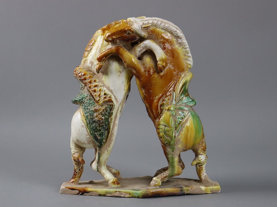 土人形□中国唐三彩置物祭具 12体 古い唐俑 古瓷器 古玩 時代物 骨董