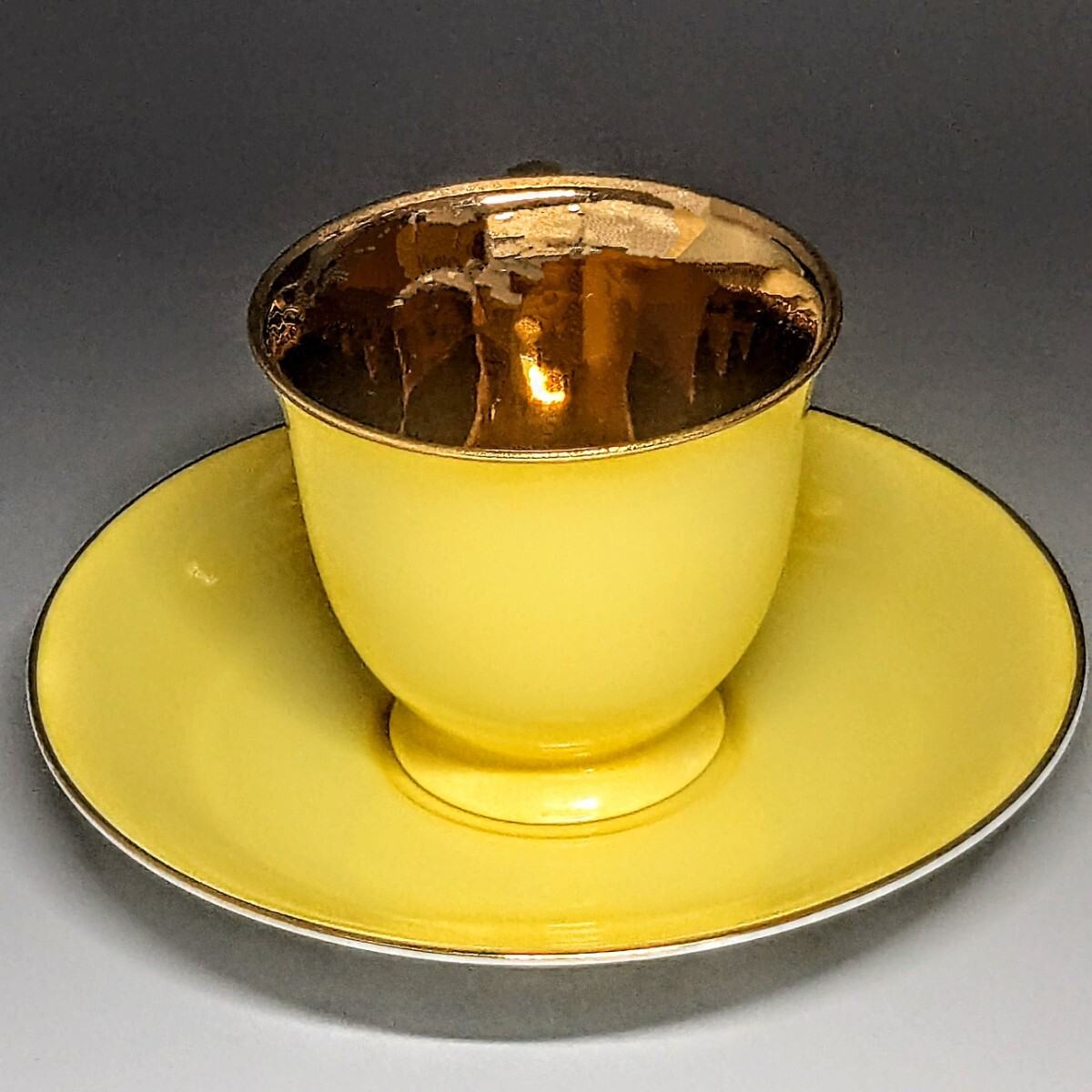 オールドノリタケ 金彩ハーレクインキャビネットカップ&ソーサー