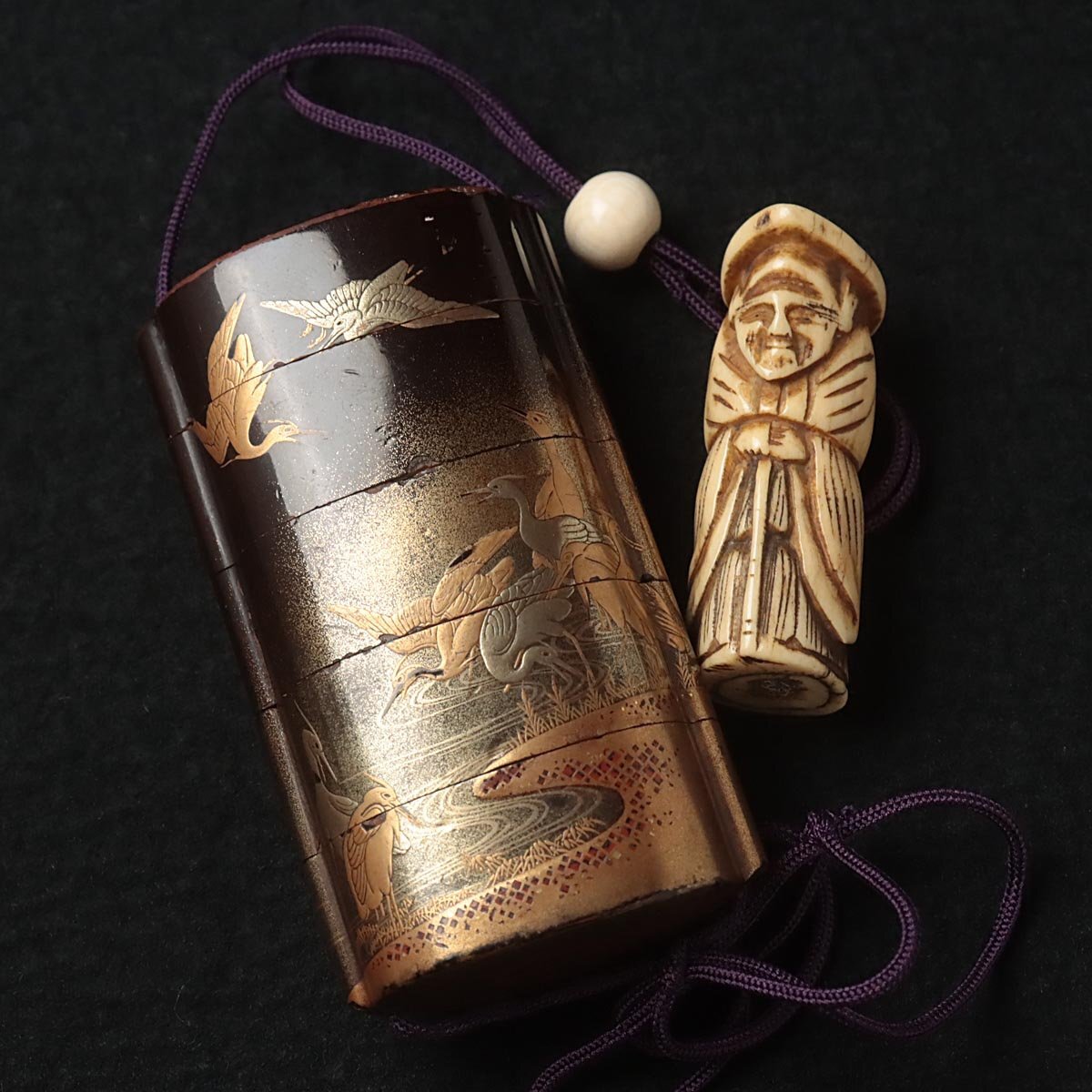 印籠 時代蒔絵 忠光 サイン アンティーク 木製 【公式通販】