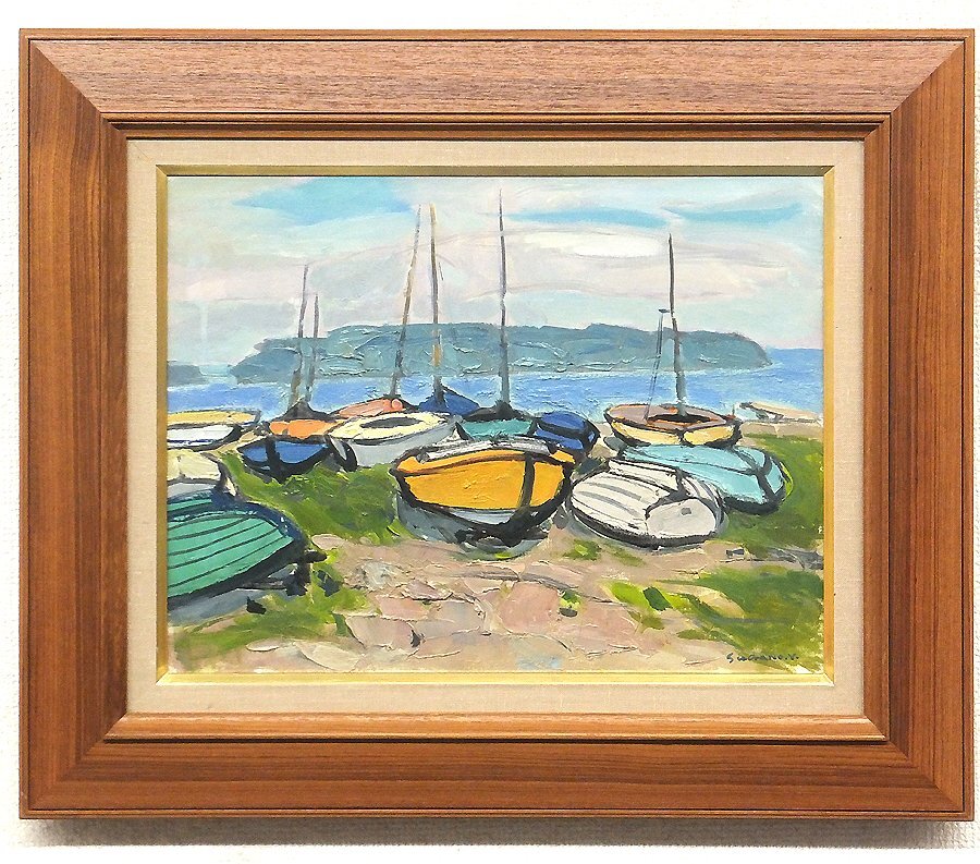 安井曾太郎／文化勲章受章「夕日に海」油彩 額装 絵画 【公式通販】