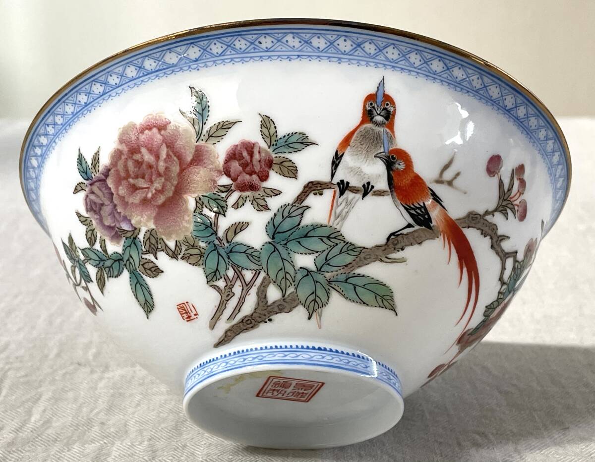 中国 中国景徳鎮制造款 粉彩 漢詩花鳥文 大鉢 F R5829B - メルカリ
