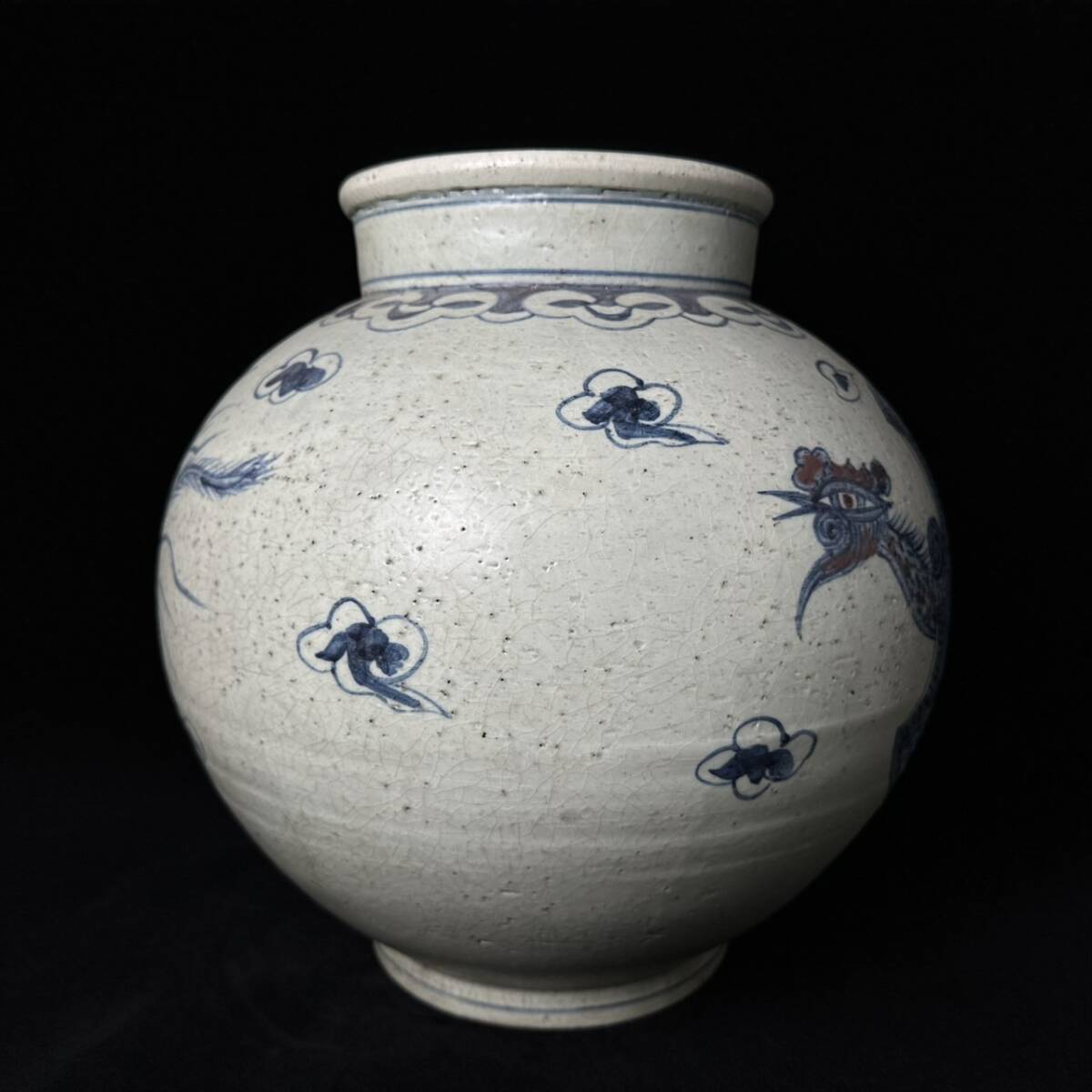 李朝 染付花文(薔薇)壷 18世紀頃 【公式通販】