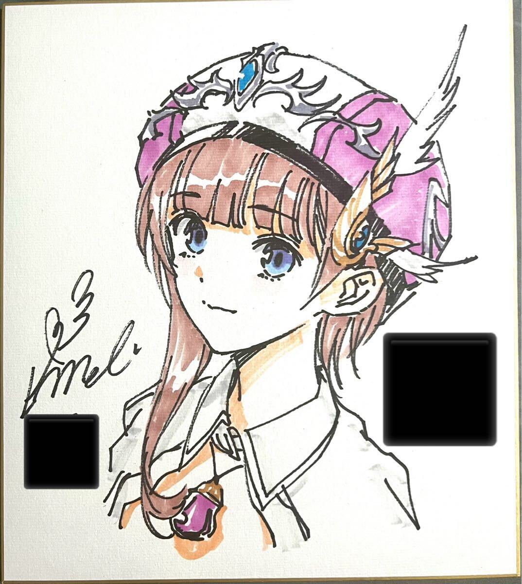 岸田メル ロロナ 直筆サイン色紙 直筆イラスト 岸田メルロロナ直筆