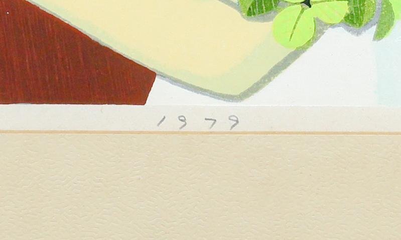 真作□池田修三 木版画 夏.サルビア 直筆サイン 1979年□絵画 花の冠 1