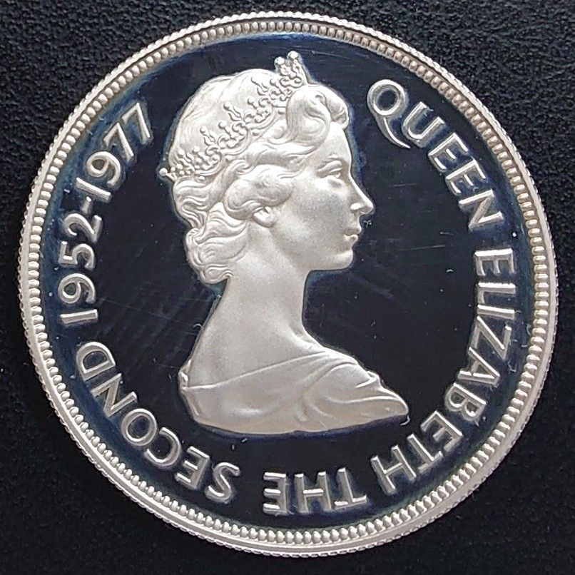 1977年 イギリス王室属領ガーンジー島銀貨 25ペンス エリザベス女王