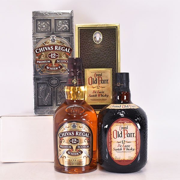 飲み比べ12年ウイスキー2本セット 1円～ オールドパー シーバス