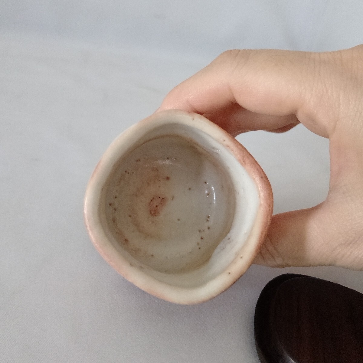 若尾利貞 志野 ぐい呑 酒器 共箱 共栞 若尾利貞 志野 ぐい呑 酒器