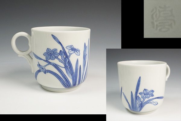 帝室技芸員 三代清風与平作 磁彩画 詩仙図 徳利一対 共箱/