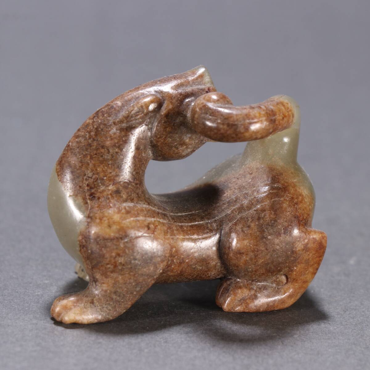 漢時代 和田玉 瑞獣 瑞馬と猿 馬上封候 神駿 玉