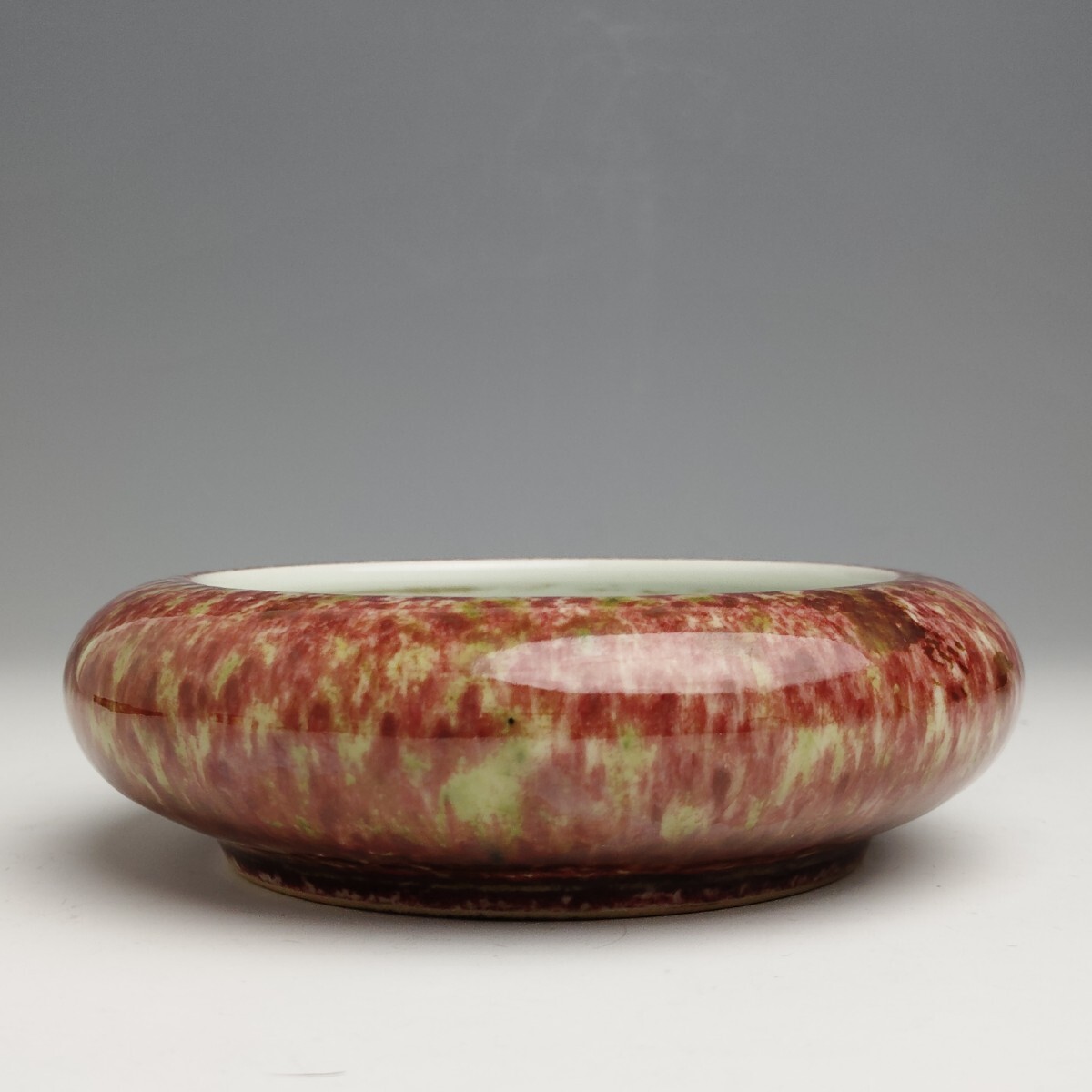 唐物 缸豆紅釉蘋果尊 大清康煕年製 款 中国古玩