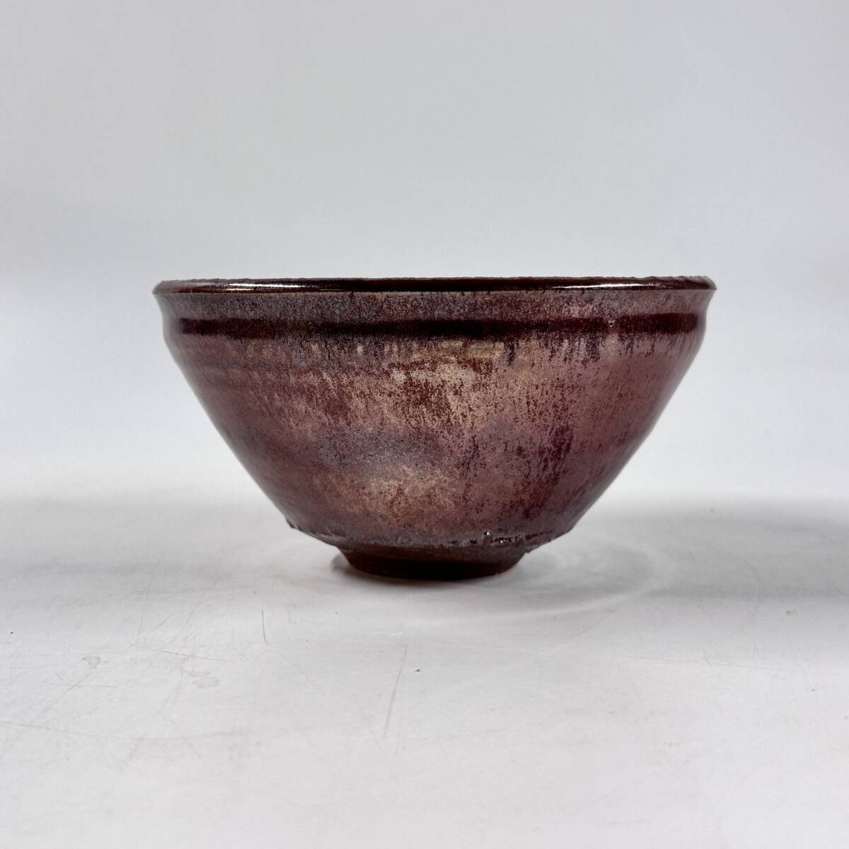 瀬戸 虎山窯 「鈴木青々」作 金彩釉天目茶碗 共箱 共布 在銘