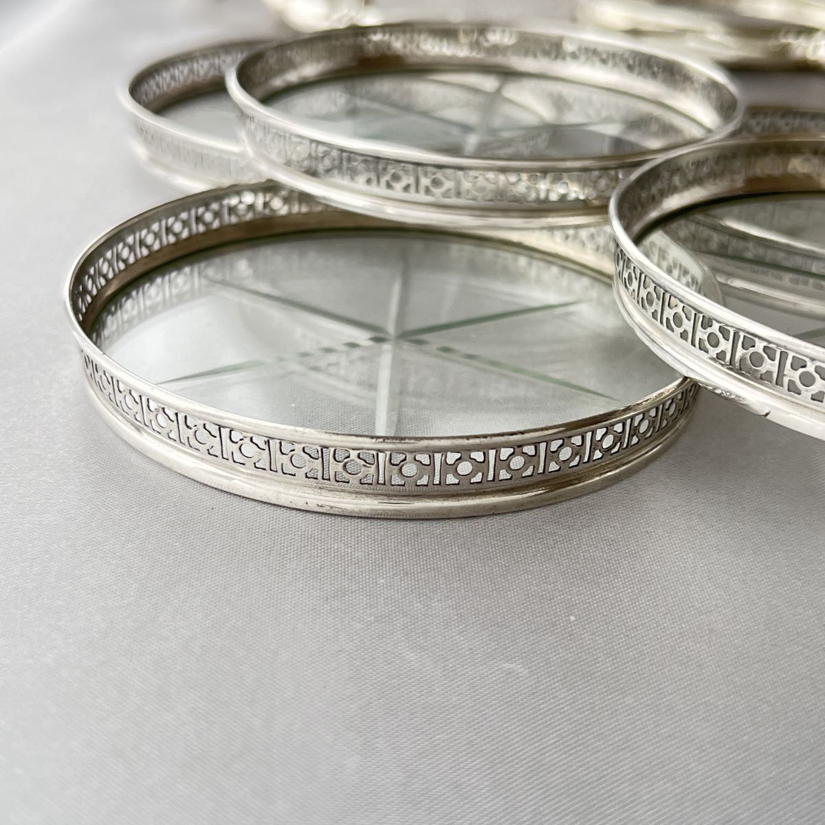 WEBSTER】 【純銀/ガラス】コースター 8枚 / ホルダー スターリング