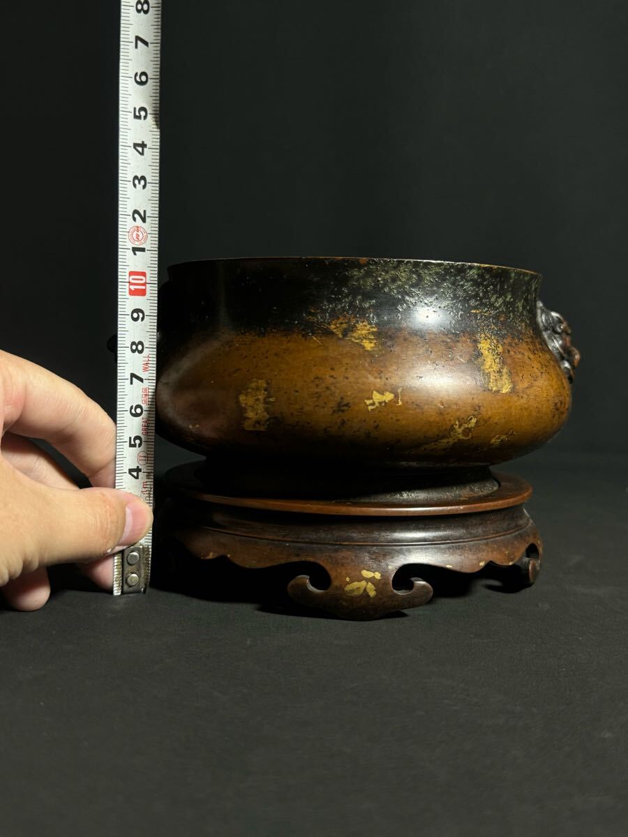 中国古玩 古美術 明時代 銅製 香炉 雲間胡文明製 唐物 時代物 藏