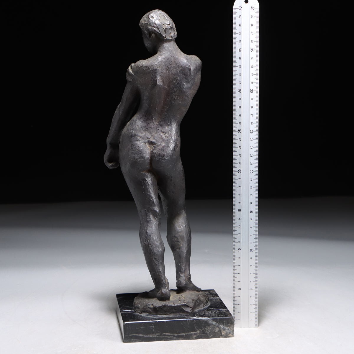 送料無料 彫刻家 翁観二 ブロンズ裸婦像「風」翁朝盛 師事 高さ47cm