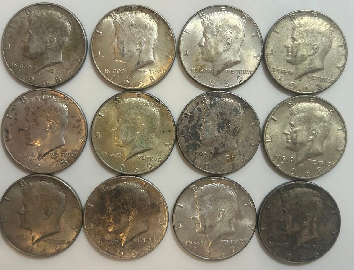 アメリカ ケネディハーフダラー銀貨 1966年 〜1968年 計12枚 品位40