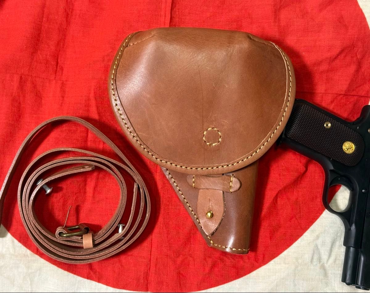 日本軍将校用 コルト.32オート(コルトM1903）拳銃用拳銃嚢 （複製品） 日本