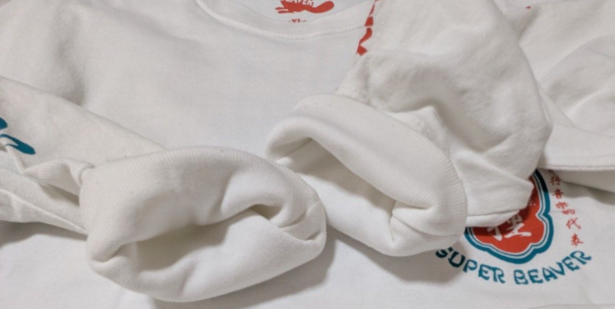 3回使用 XL SUPER BEAVER 超海狸 ロンT ホワイト 長袖 Tシャツ 白