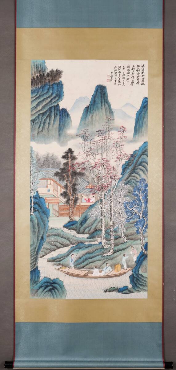 中国近時代の掛軸 人物図 张大千作 貴重品 美女 図 肉筆絵 掛軸