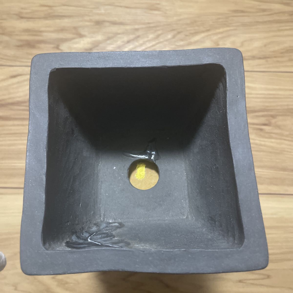 盆栽鉢 桑津香石 植木鉢 絵鉢 山野草 四角 落款印あり 鳥 大きめ