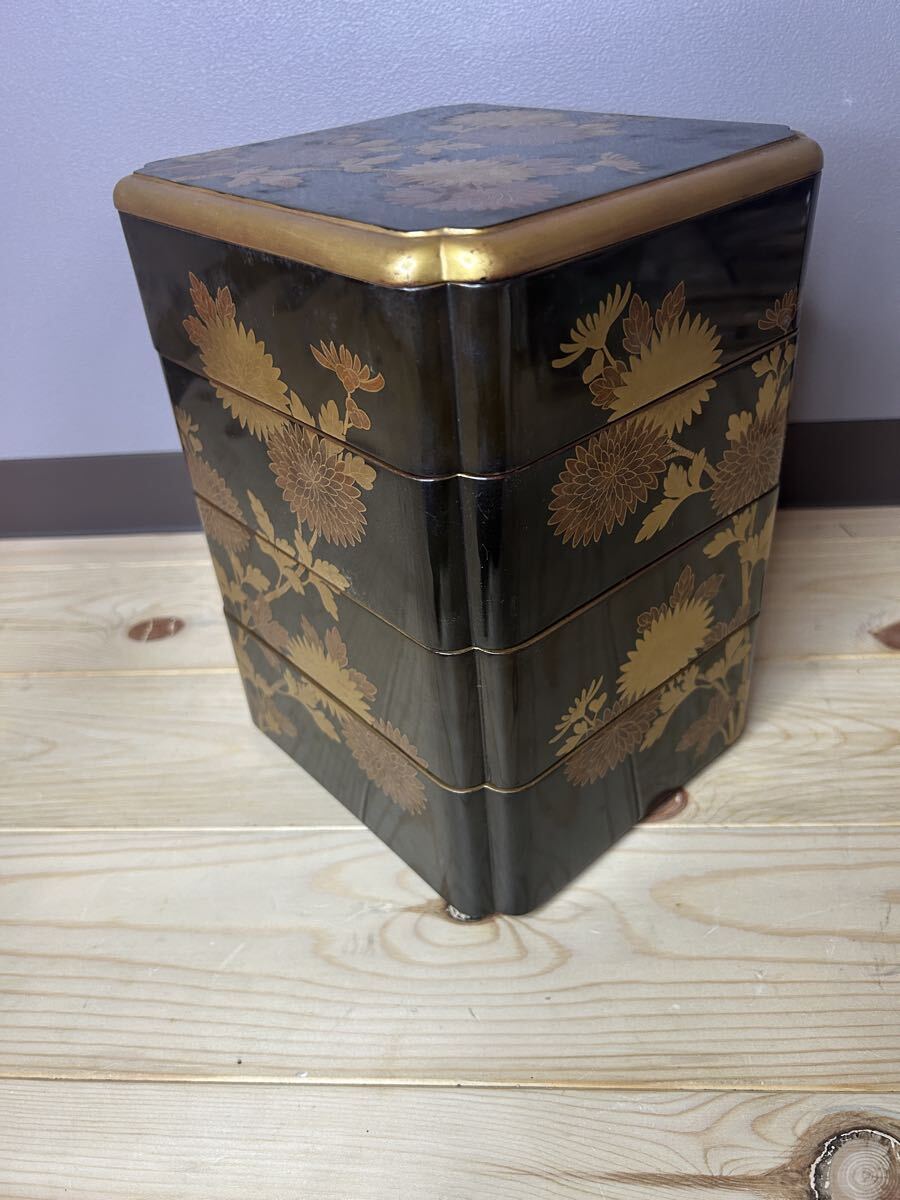 木製漆器 重箱 四段重箱 蒔絵 アンティーク 漆芸 漆器-割引クーポンや