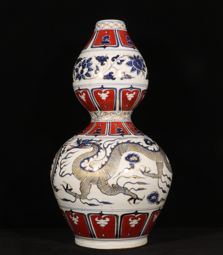 中国清雍正年製銘海水龍紋瓶官窯 唐物アンティーク古美術品江戸骨董