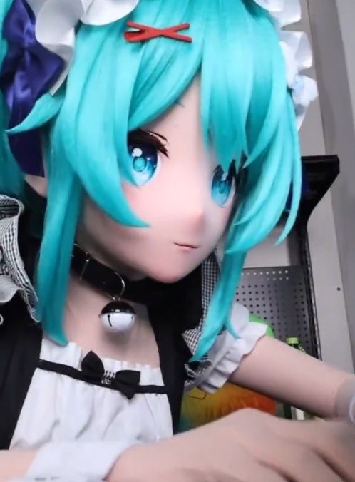 鍵付全頭面】ネコミク 着ぐるみ マスク 美少女 アニメ コスプレ