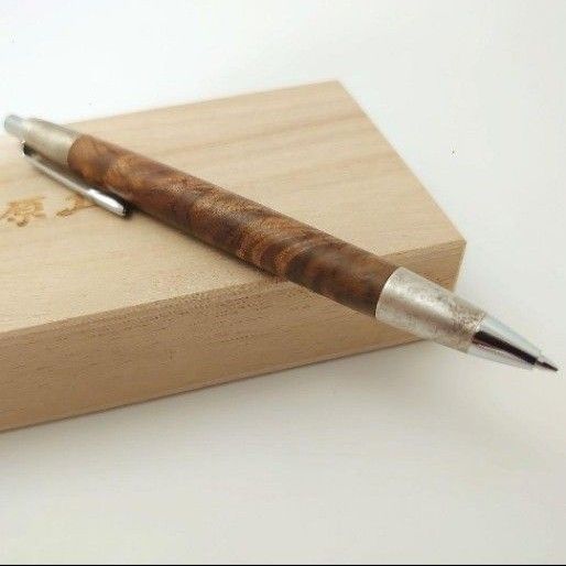 100周年限定】野原工芸 マーブルウッド シャープペンシル 斑紋純銀色