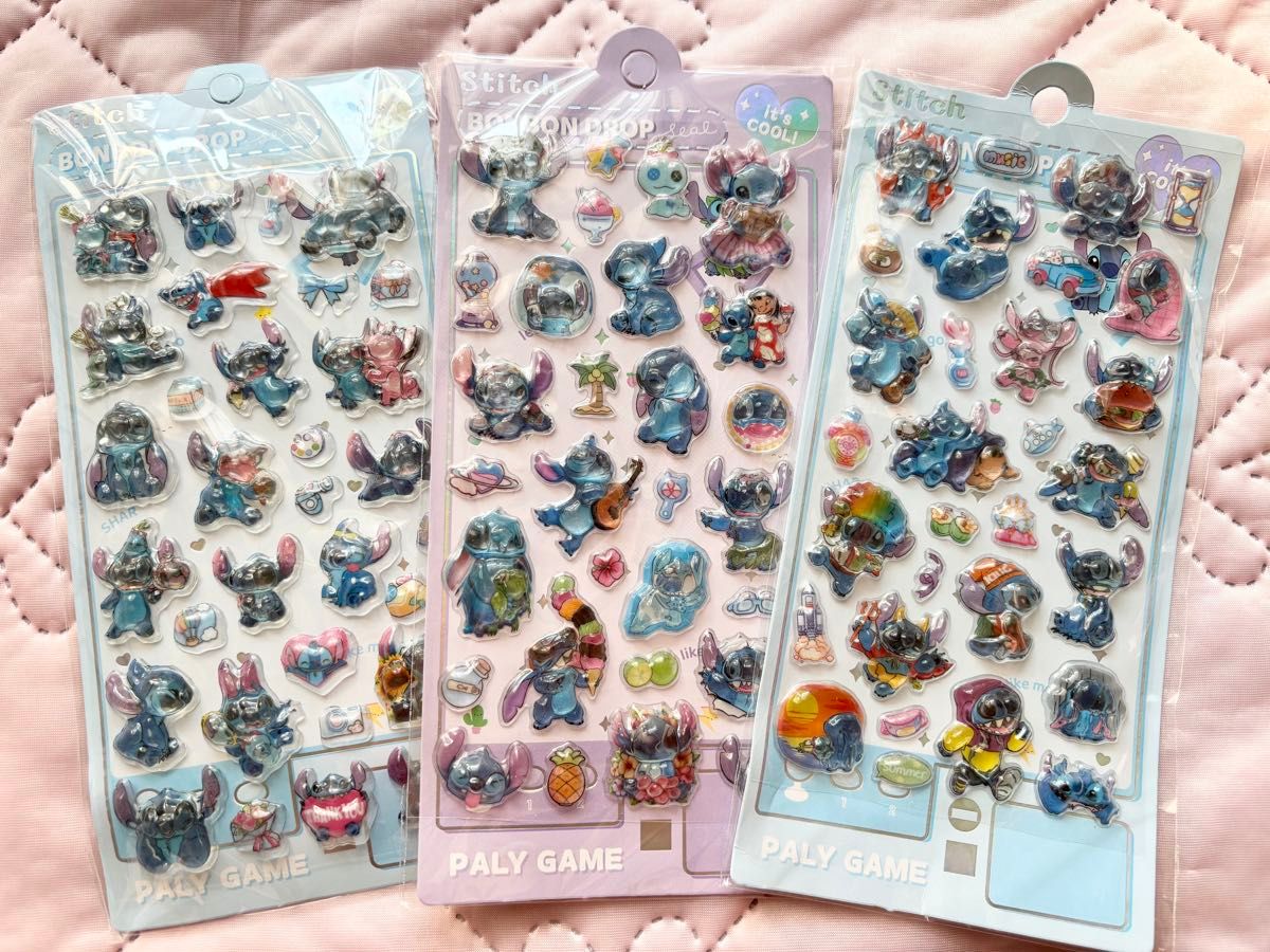 スティッチ ボンボンドロップシール うるちゅる 3枚セット｜Yahoo